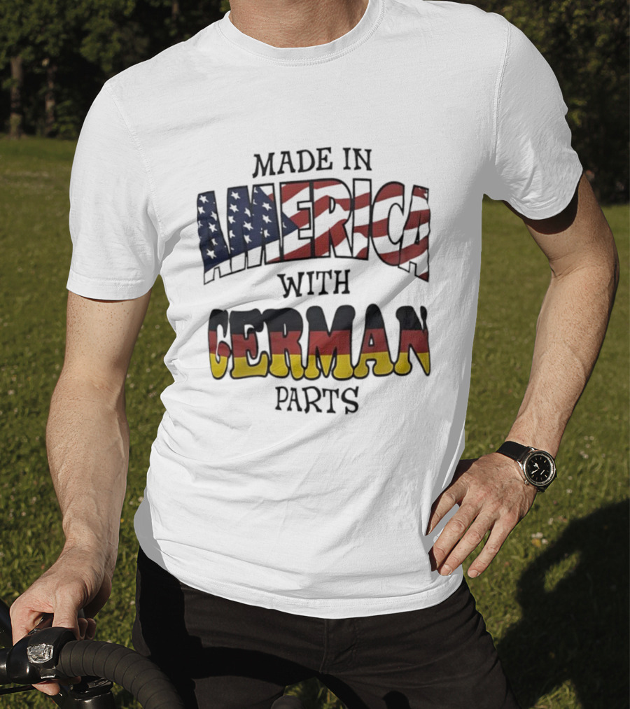 Made In America With German Parts USA Flag Stars Stripes German Flag Colors T-Shirt