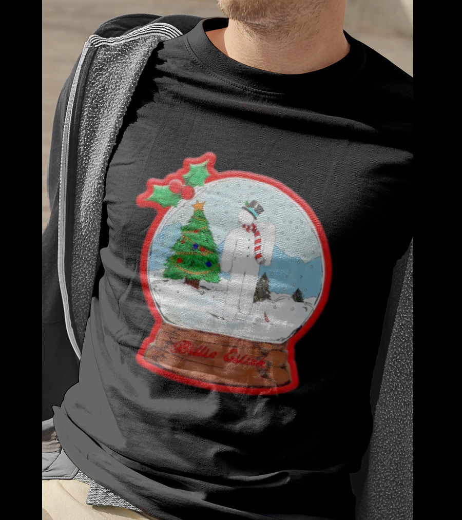 Billie Eilish Blohsh Christmas Snowglobe Ornament T-Shirt