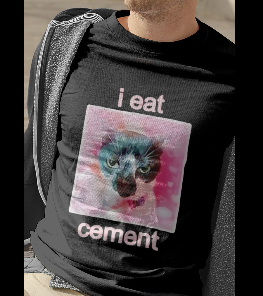 I Eat Cement Cat Funny Pink Meme T-Shirt