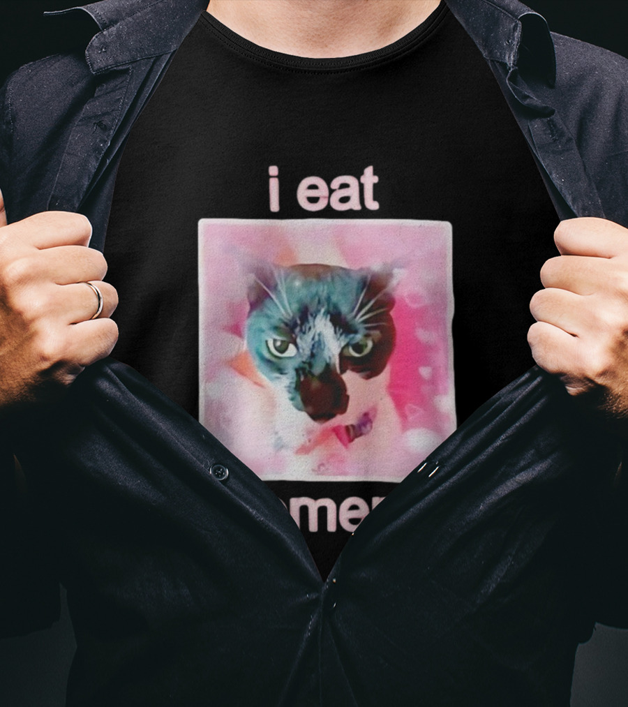 I Eat Cement Cat Funny Pink Meme T-Shirt