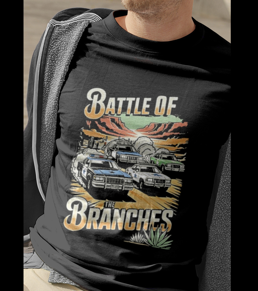 Battle Of The Branches Desert Race Police Car Vintage T-Shirt