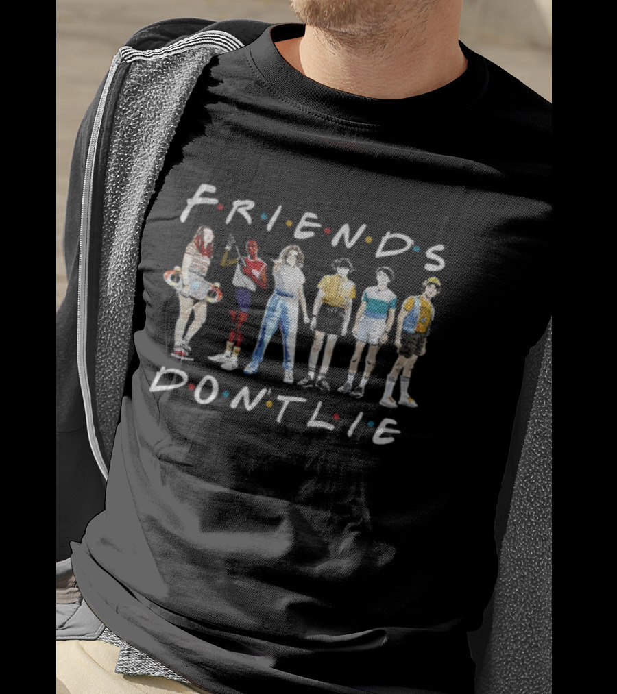 Friends Don't Lie Stranger Things Netflix Inspired Christmas Holiday 80s Style T-Shirt
