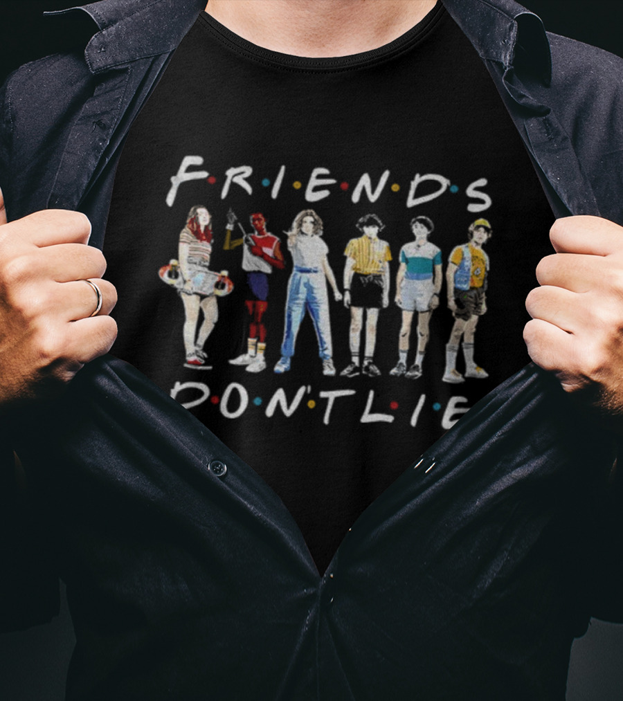 Friends Don't Lie Stranger Things Netflix Inspired Christmas Holiday 80s Style T-Shirt