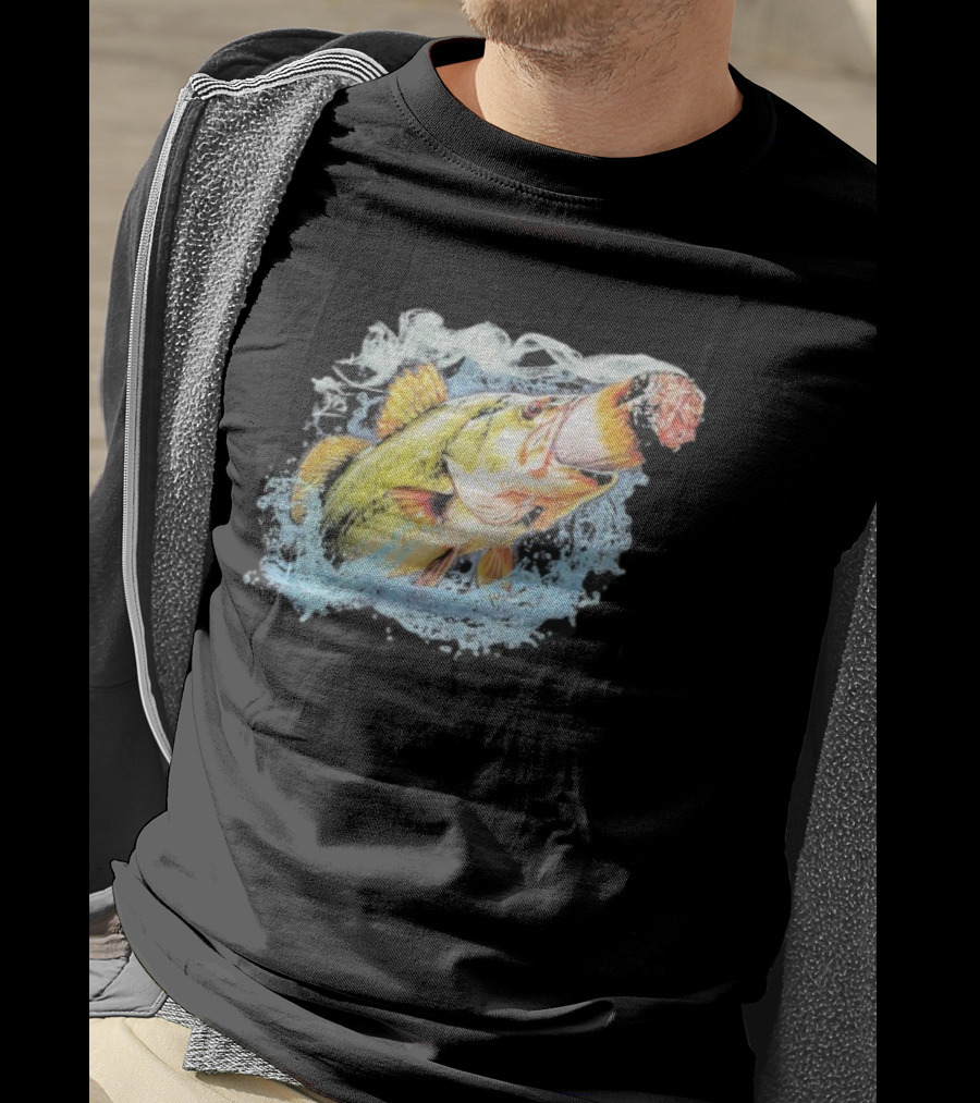 Fish Smokin A Bigass Doink Surreal Aquatic Design T-Shirt