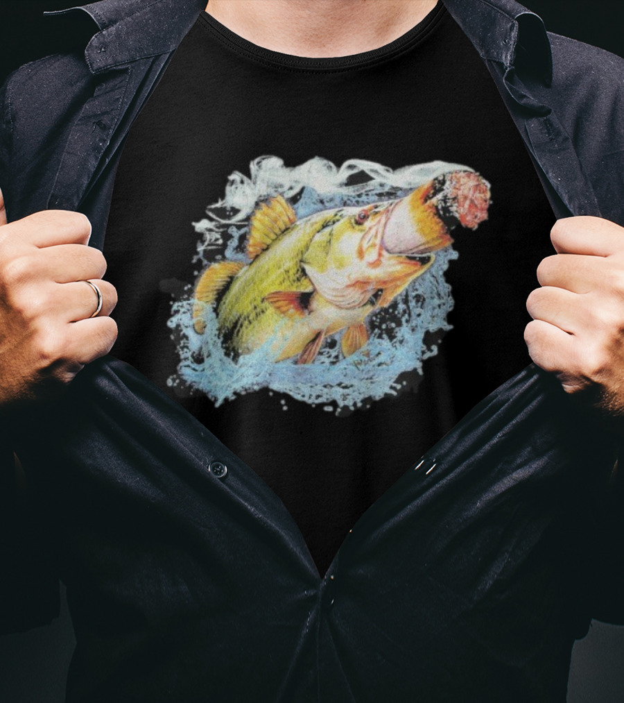 Fish Smokin A Bigass Doink Surreal Aquatic Design T-Shirt