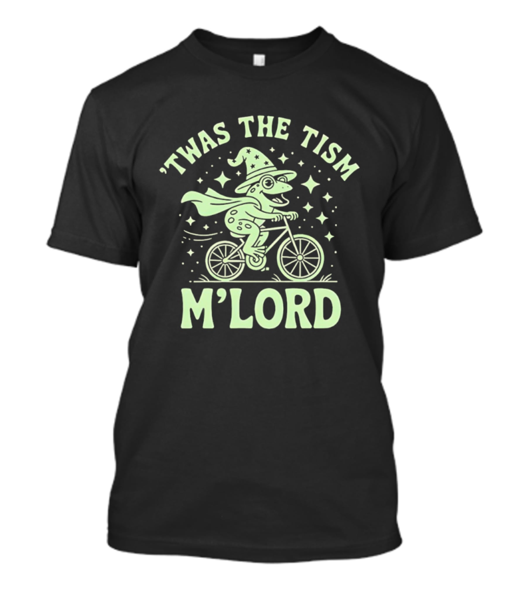 ‘Twas The Tism M’Lord Frog Witch Riding Bicycle T-Shirt