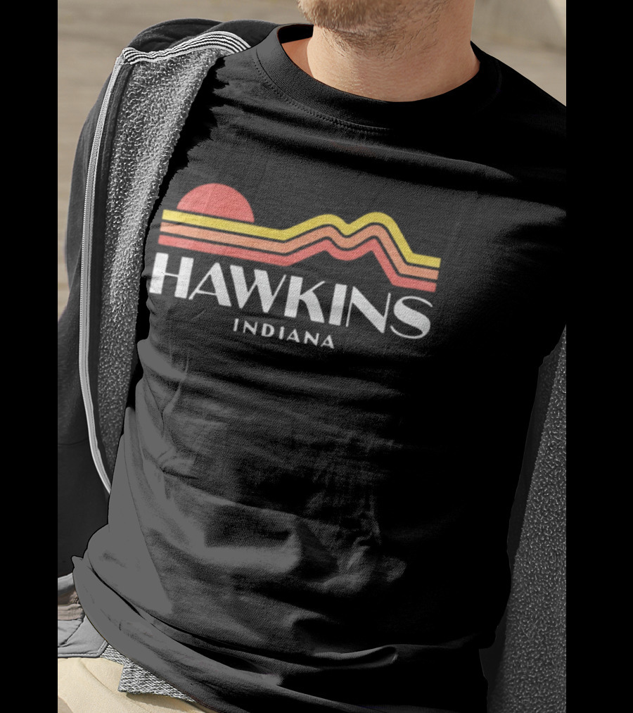 Hawkins Indiana Retro Sunset Christmas TV Show T-Shirt
