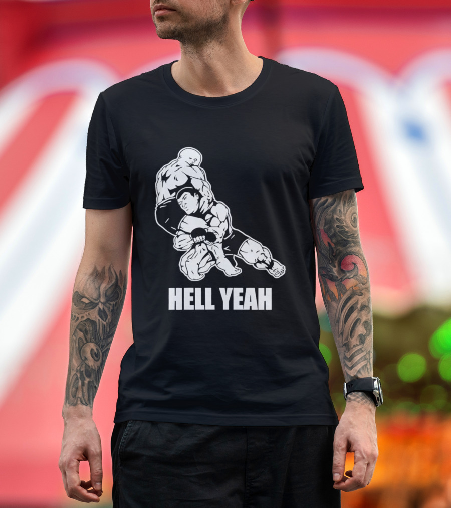 Hell Yeah Double Leg Takedown Wrestling Action T-Shirt