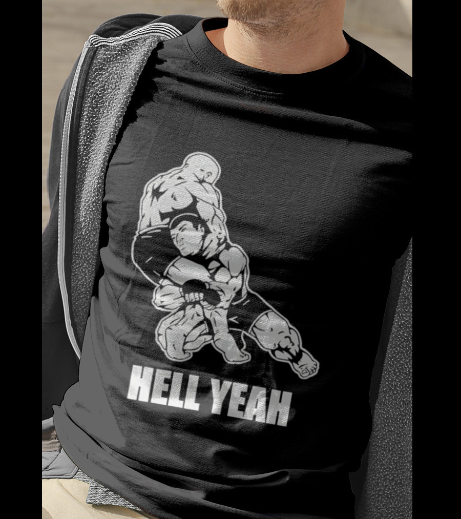Hell Yeah Double Leg Takedown Wrestling Action T-Shirt