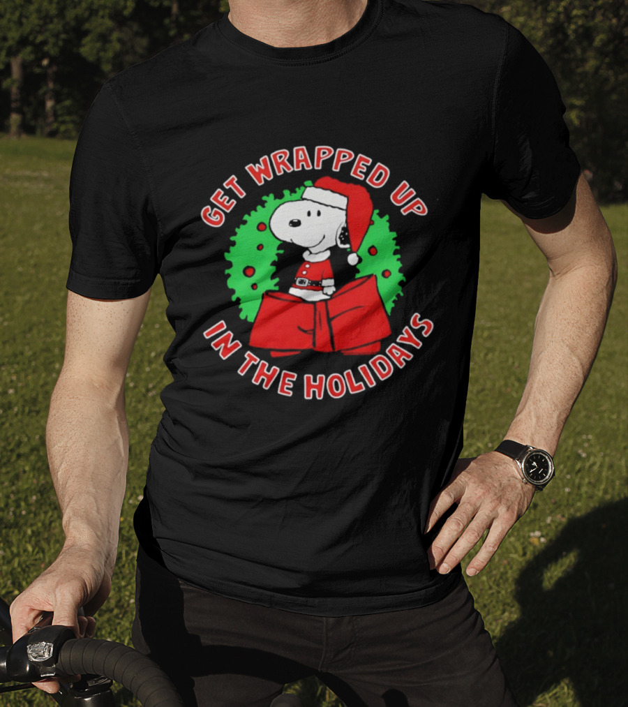 Peanuts Snoopy Get Wrapped Up In The Holidays Santa Christmas T-Shirt
