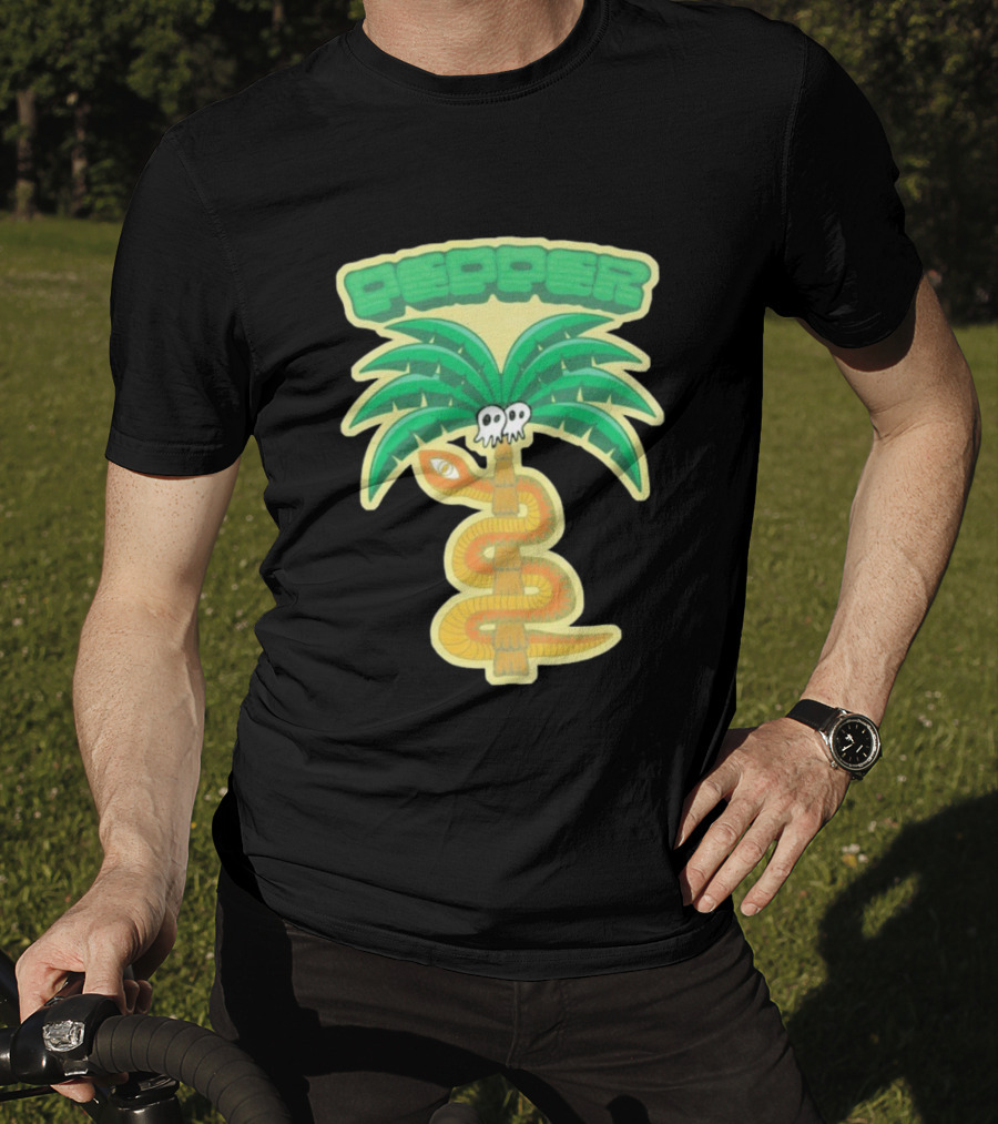 Pepper Skull Eyed Snake Wrapped Palm Tree T-Shirt
