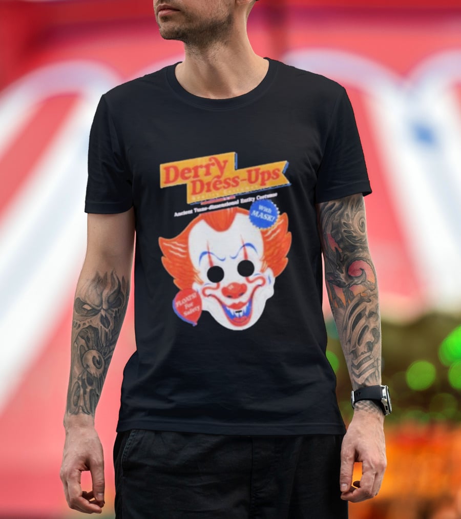 Derry Dress-Ups Clown Mask Costume Pennywise Tribute T-Shirt