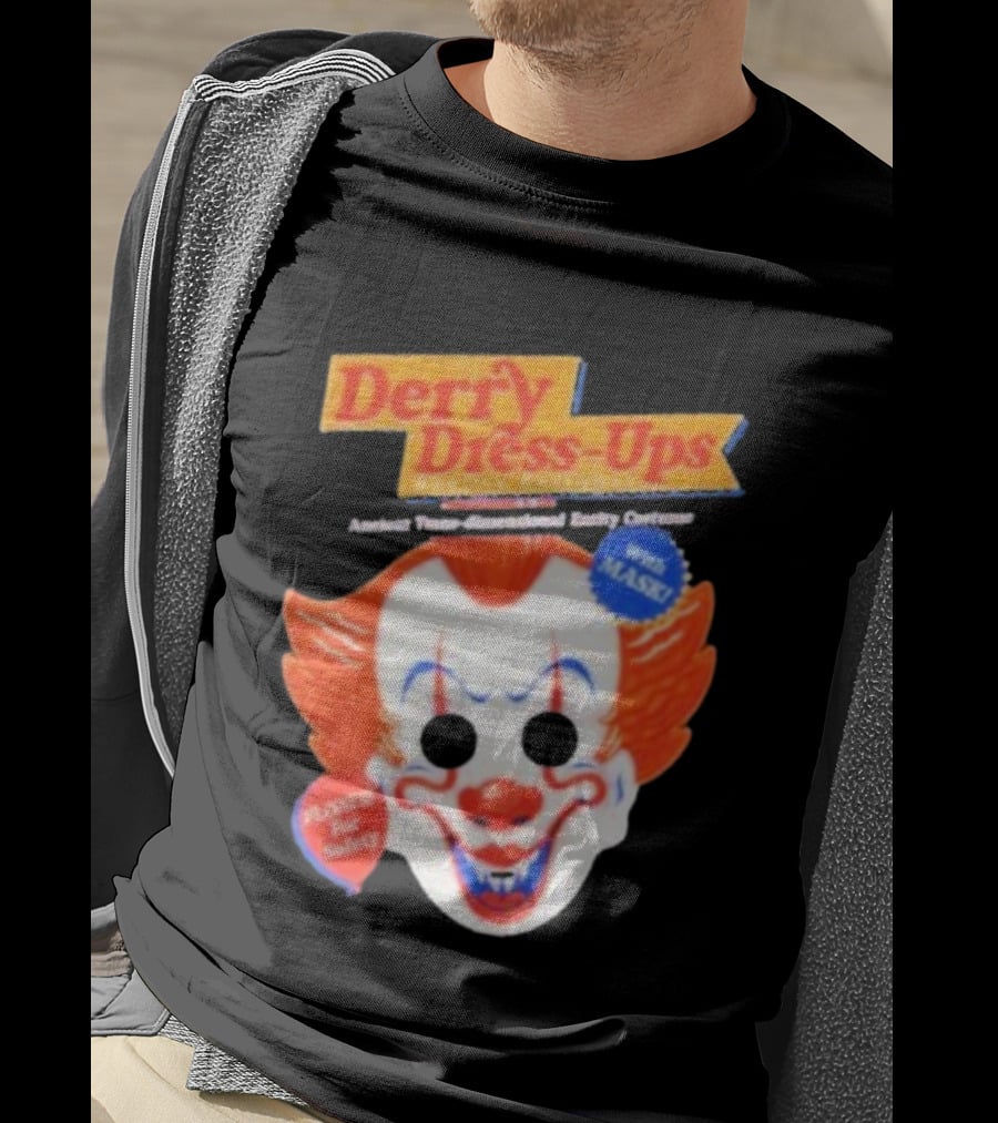 Derry Dress-Ups Clown Mask Costume Pennywise Tribute T-Shirt