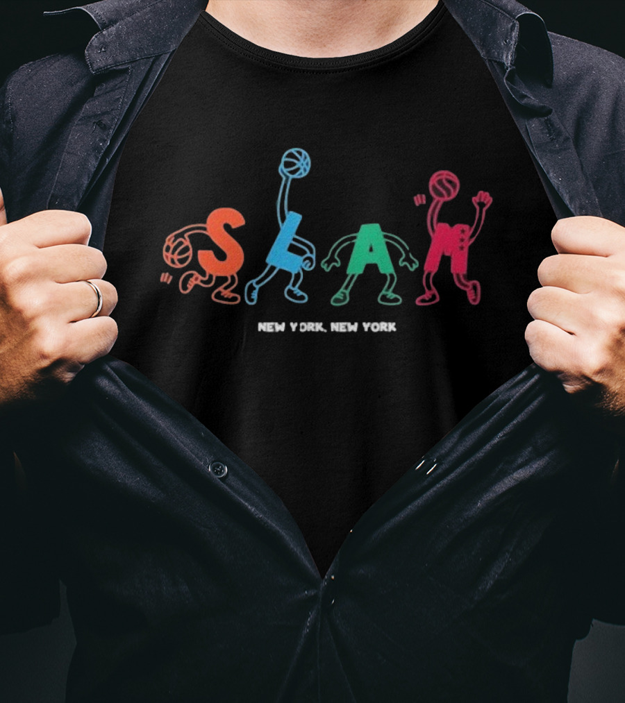 Slam New York New York Respect The Game Basketball Characters T-Shirt