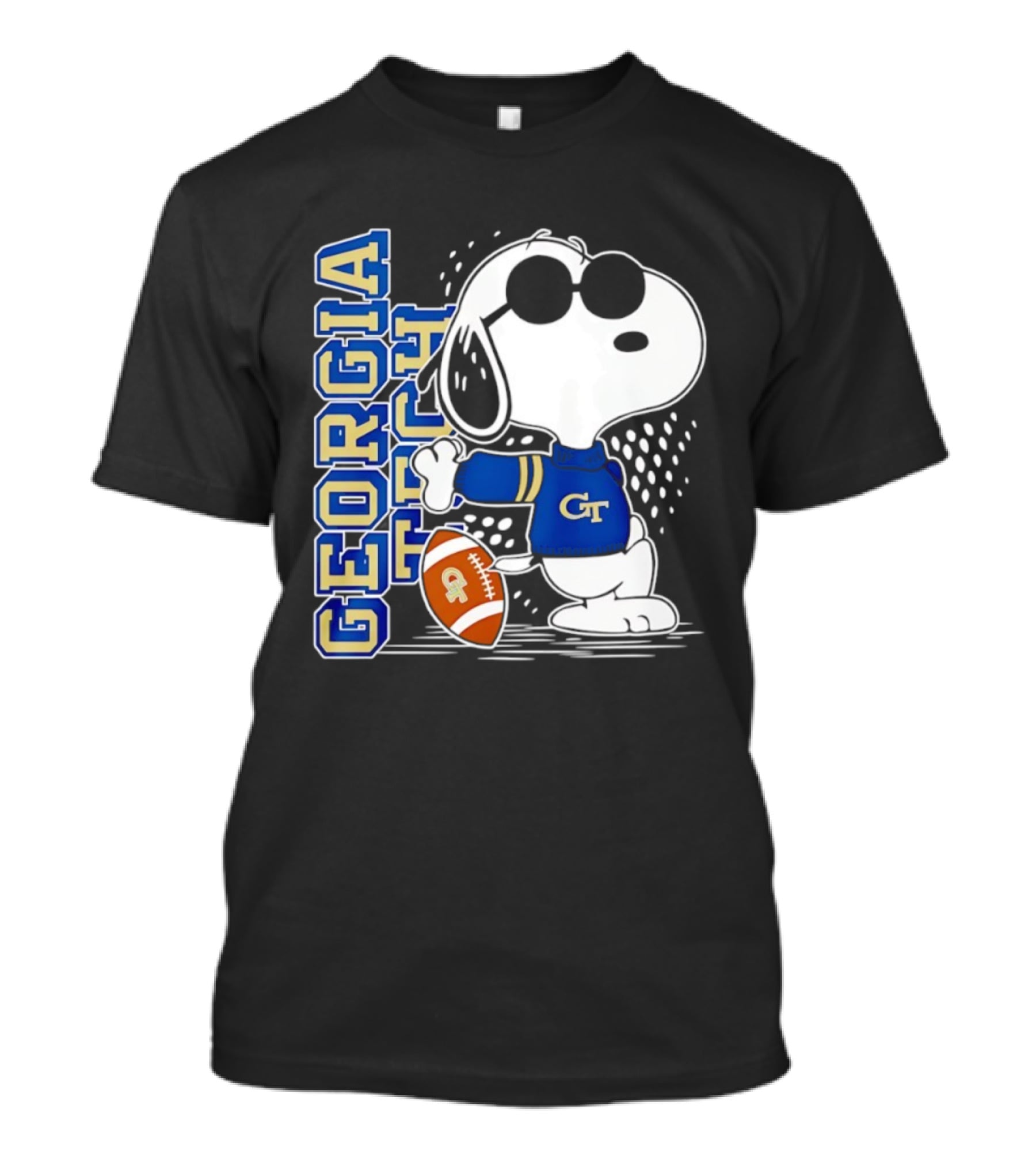 Snoopy Joe Cool With Georgia Tech GT Yellow Jackets Football T-Shirt