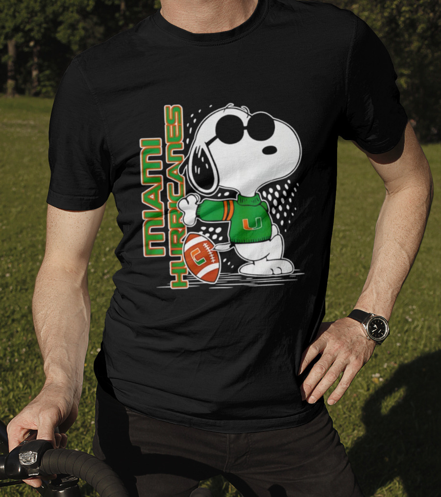 Snoopy Joe Cool Miami Hurricanes Football Style Spirit T-Shirt