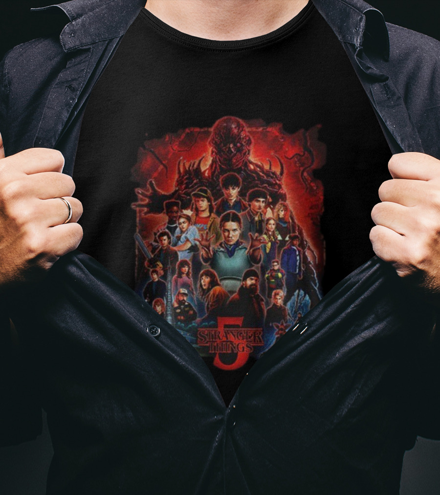 Stranger Things 09 Years 2016 2025 Thank You For The Memories Signatures Netflix Anniversary Season 5 T-Shirt