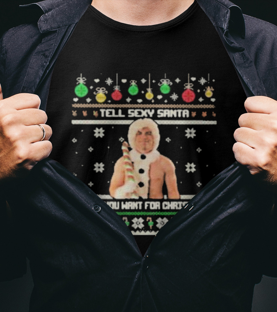 Tell Sexy Santa What You Want For Christmas Ugly Festive Sweater T-Shirt