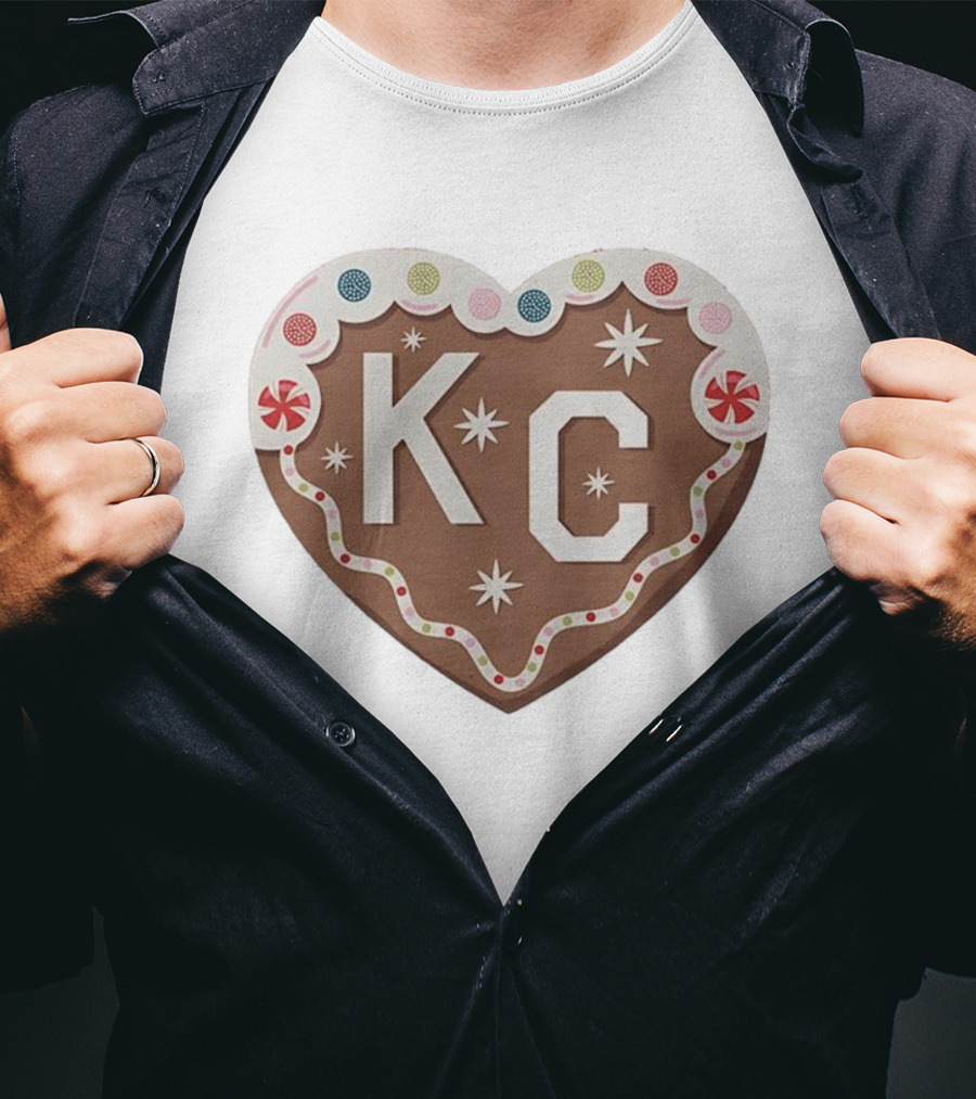 Gingerbread Heart KC Christmas Kansas City Holiday Spirit T-Shirt