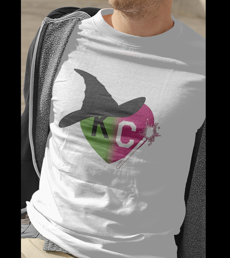Witch Hat KC Heart Magic Wand Design T-Shirt