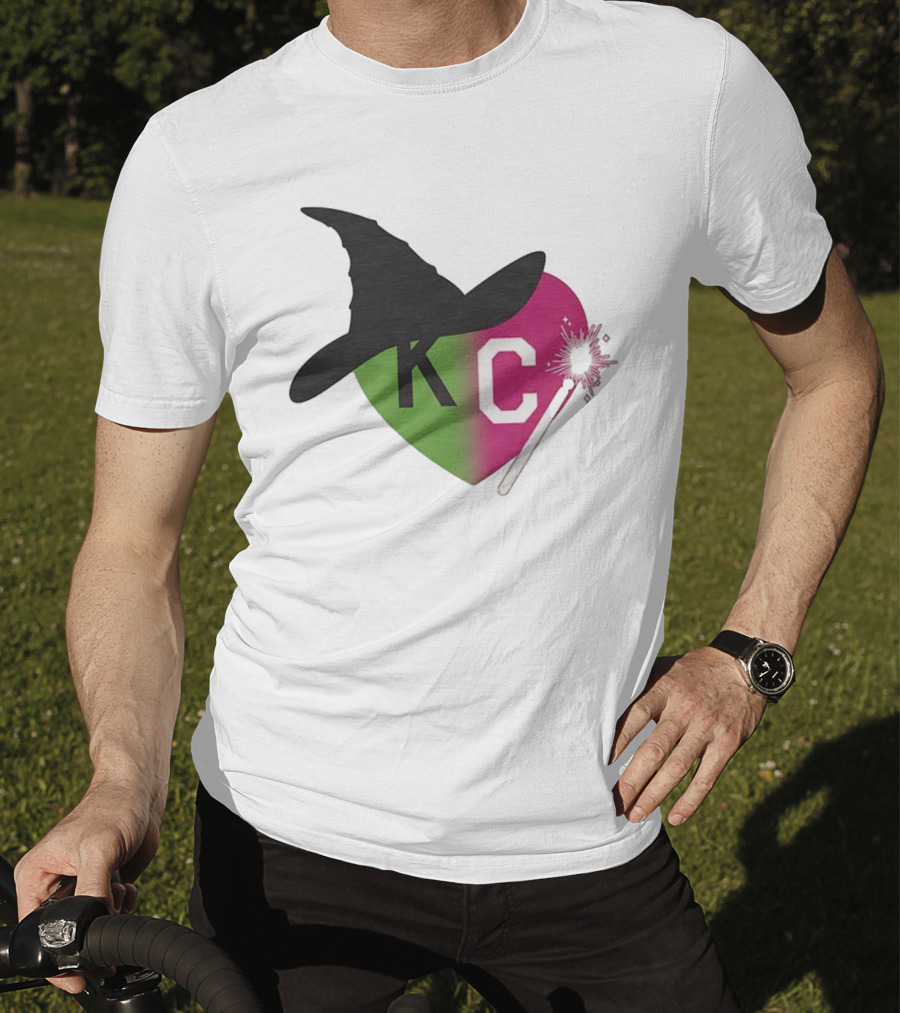 Witch Hat KC Heart Magic Wand Design T-Shirt