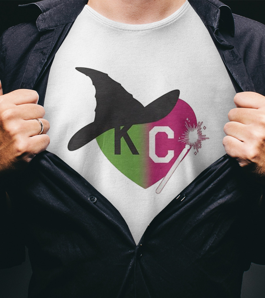 Witch Hat KC Heart Magic Wand Design T-Shirt