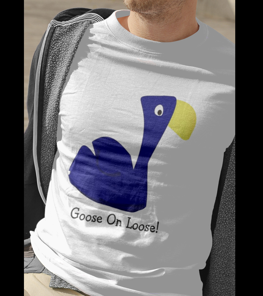 Goose On Loose Funny Blue Yellow Bird T-Shirt