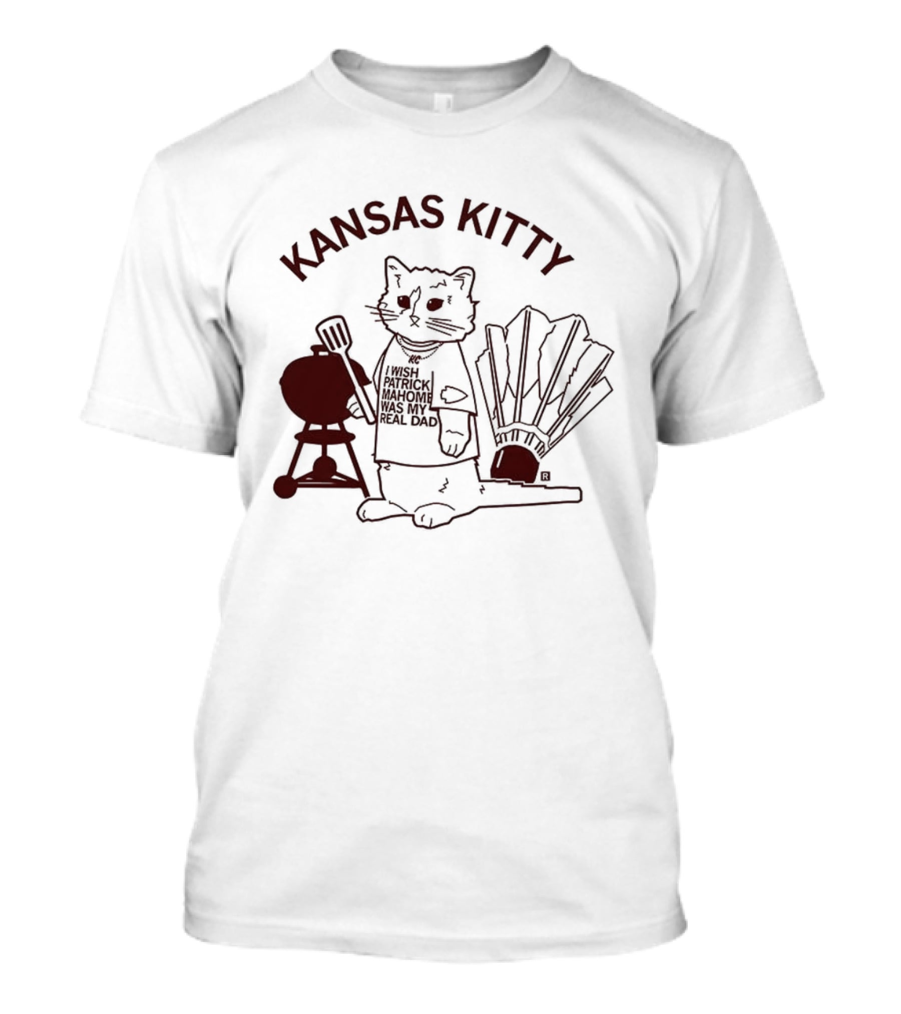 Kansas Kitty I Wish Patrick Mahomes Was My Real Dad Grill Cat Fan Meme T-Shirt