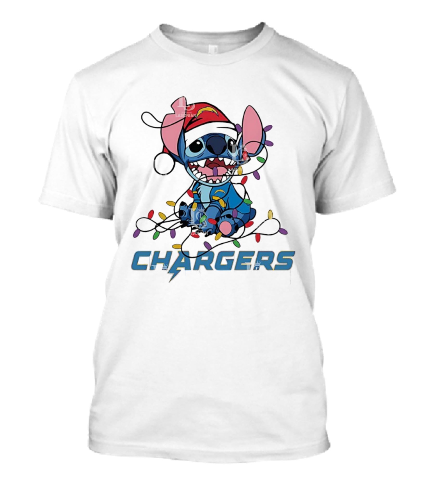 Stitch Christmas Lights Chargers Los Angeles Ornament T-Shirt
