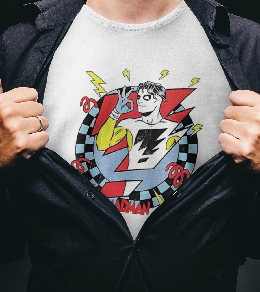 Madman Mike Allred Comic Checkerboard Lightning Bolt Character T-Shirt