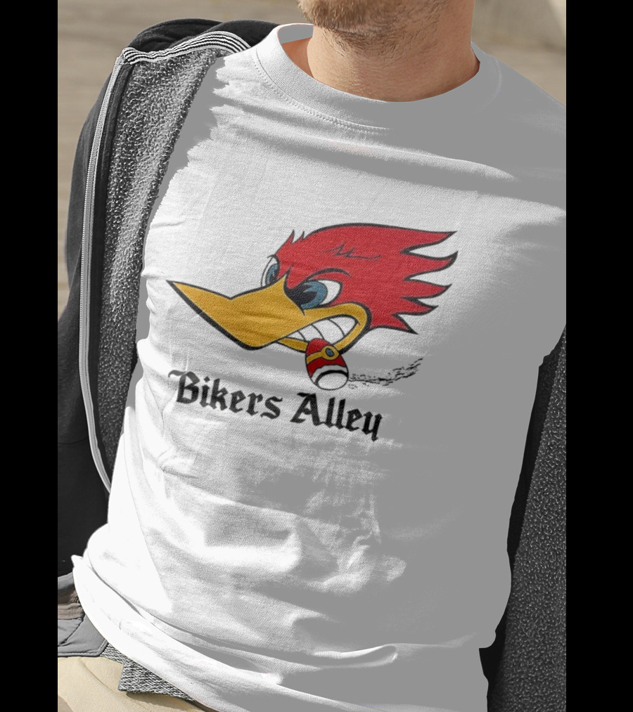 Woody Bikers Alley Cartoon Character Head With Bandana T-Shirt