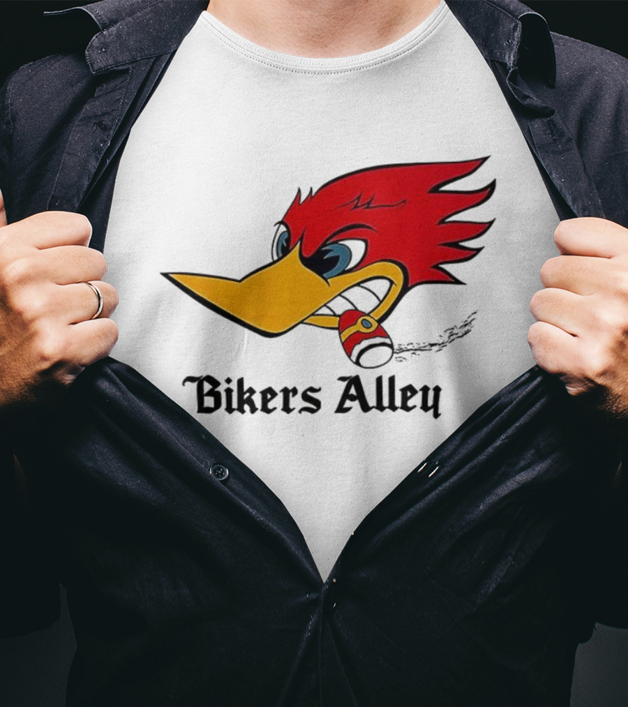 Woody Bikers Alley Cartoon Character Head With Bandana T-Shirt