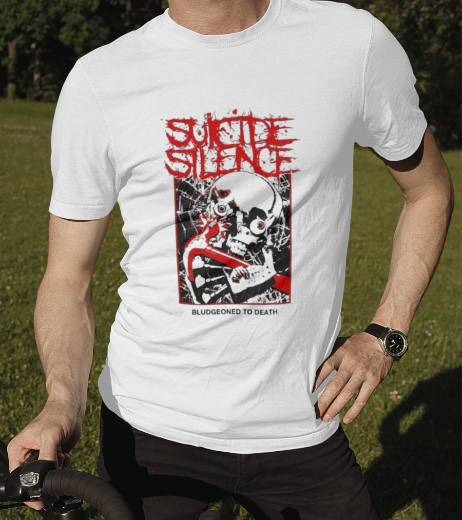 Suicide Silence Bludgeoned To Death Skull And Crowbar Design T-Shirt