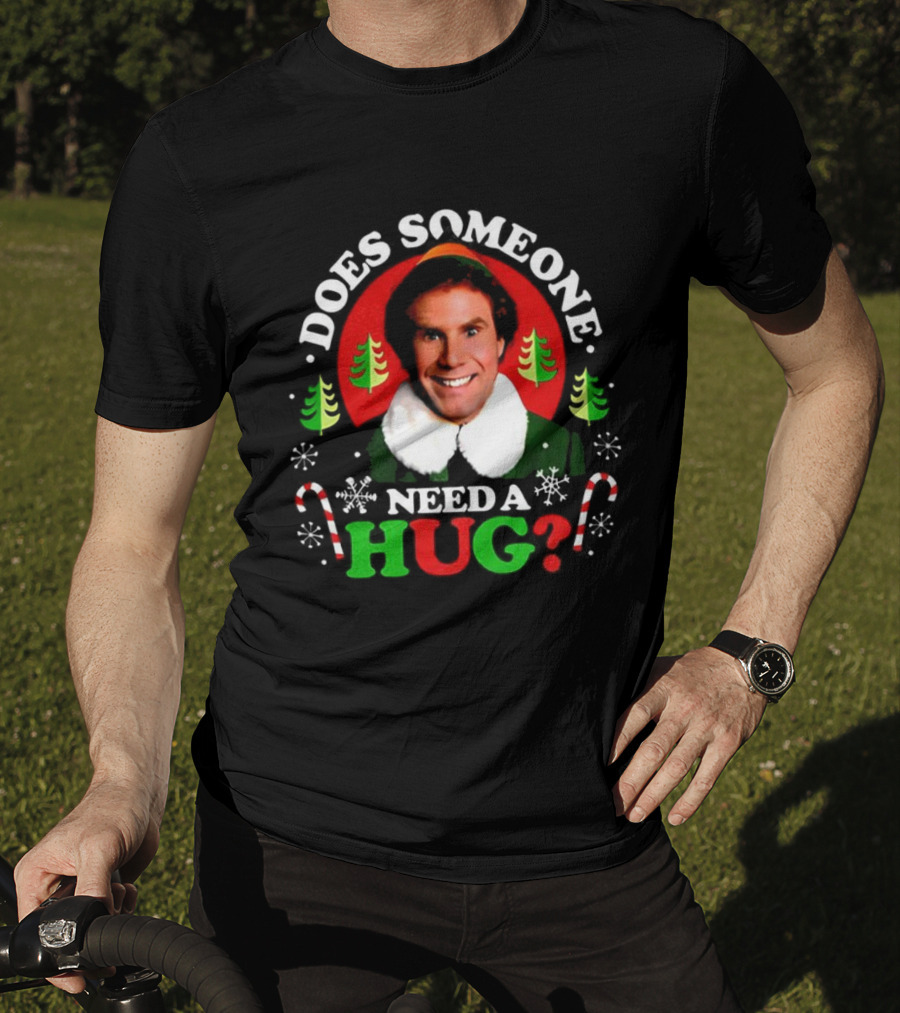 Buddy The Elf Does Someone Need A Hug Christmas Retro Candy Cane Snowflakes T-Shirt