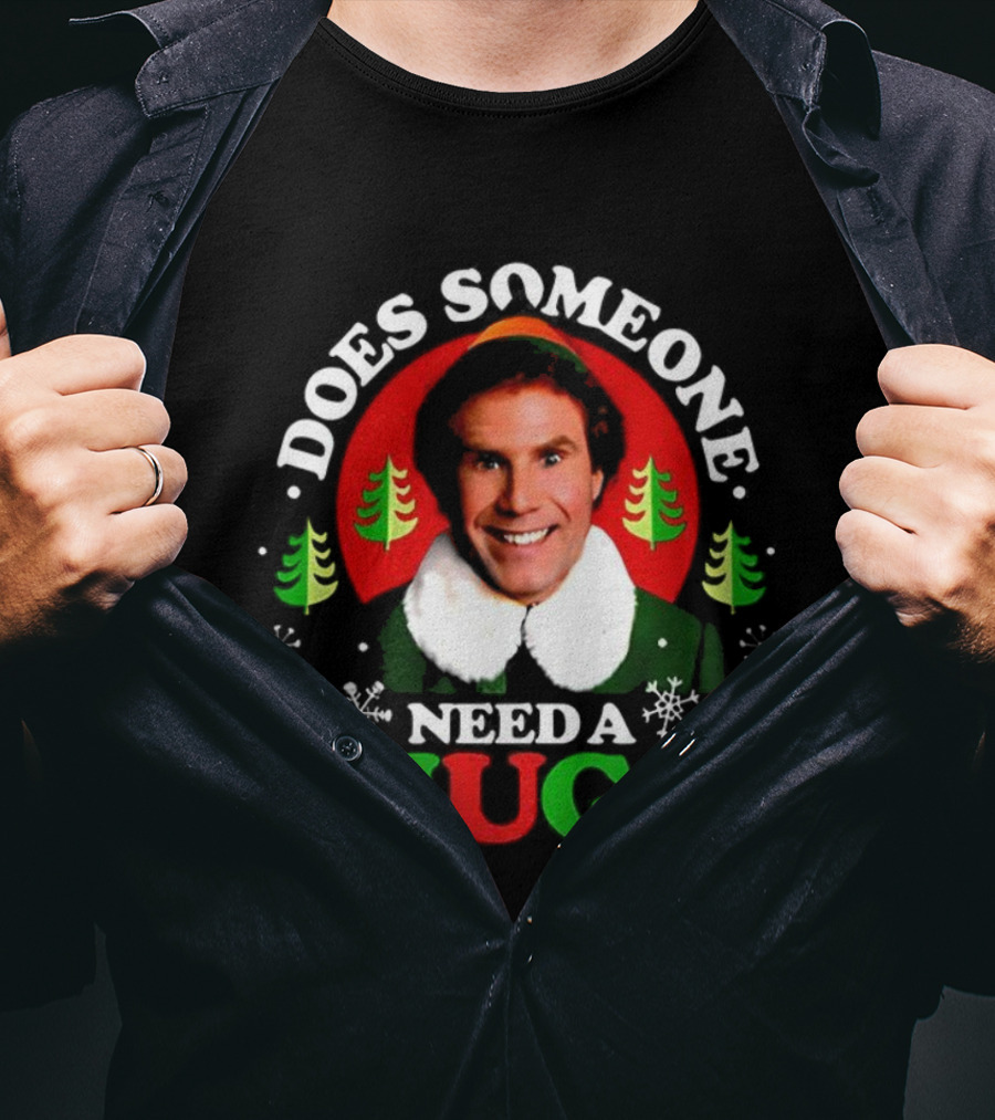 Buddy The Elf Does Someone Need A Hug Christmas Retro Candy Cane Snowflakes T-Shirt