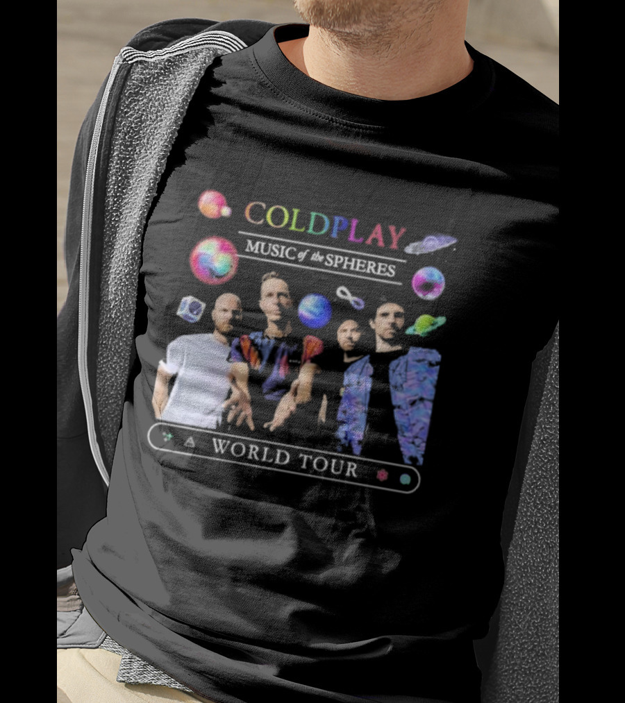 Coldplay Music Of The Spheres World Tour 2025 Band Planets Symbols T-Shirt