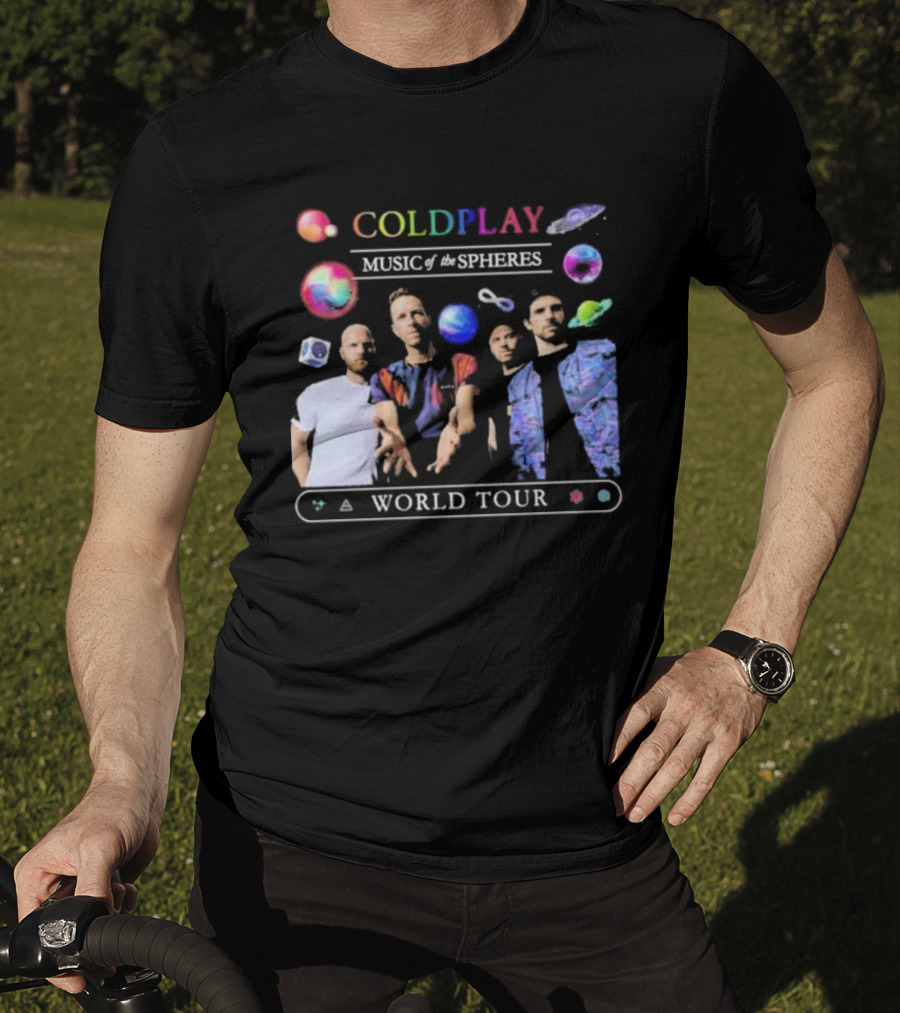 Coldplay Music Of The Spheres World Tour 2025 Band Planets Symbols T-Shirt