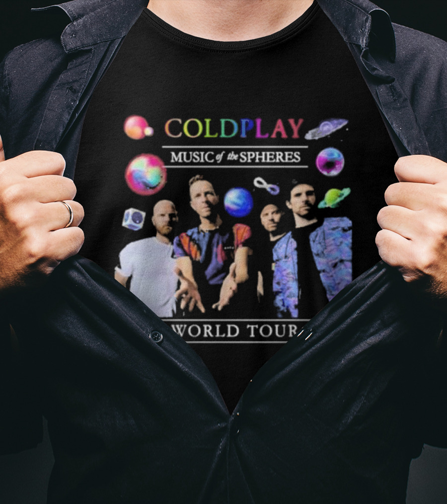 Coldplay Music Of The Spheres World Tour 2025 Band Planets Symbols T-Shirt