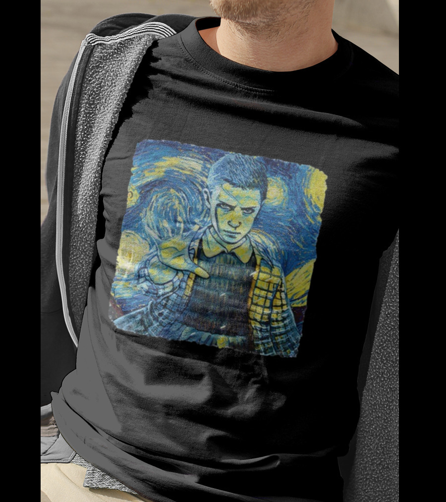 Eleven Starry Night Van Gogh Stranger Things Fusion Painting Style T-Shirt