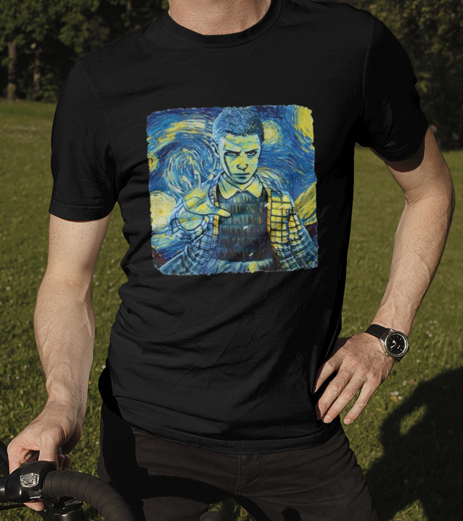 Eleven Starry Night Van Gogh Stranger Things Fusion Painting Style T-Shirt