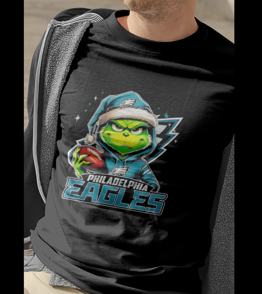 Grinch Santa Philadelphia Eagles Christmas Football T-Shirt