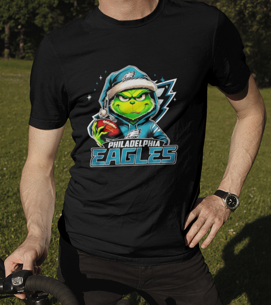 Grinch Santa Philadelphia Eagles Christmas Football T-Shirt