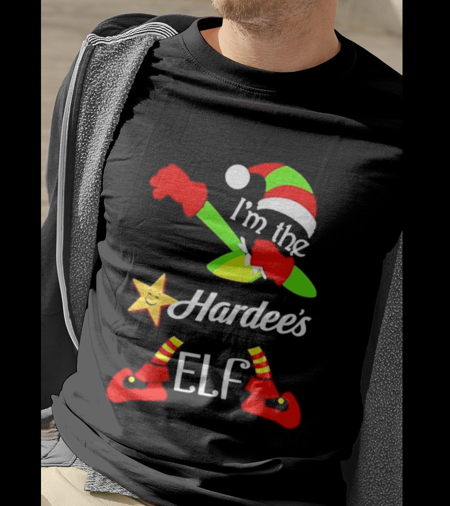 I'm The Hardee's Elf Christmas 2025 Holiday Cheer Santa Hat Festive Outfit T-Shirt