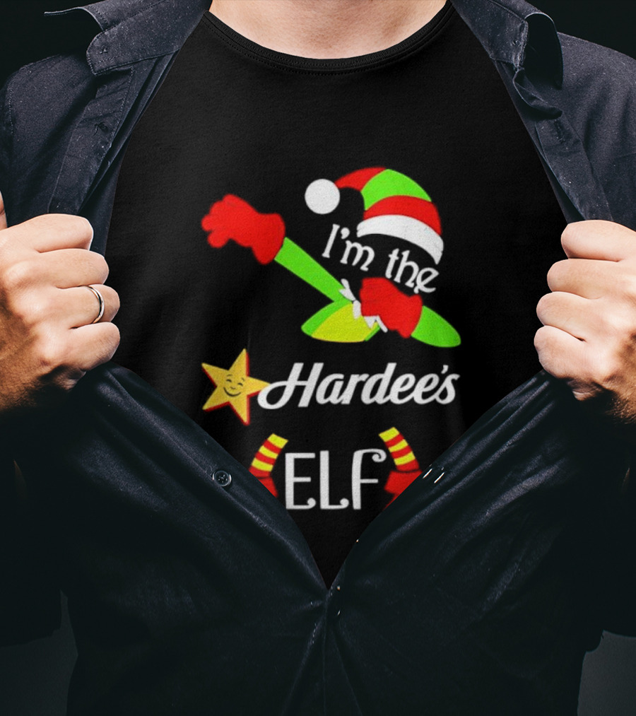 I'm The Hardee's Elf Christmas 2025 Holiday Cheer Santa Hat Festive Outfit T-Shirt