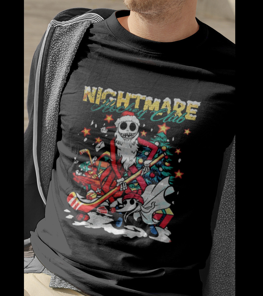 Nightmare Hockey Club Jack Skellington Zero Christmas Theme T-Shirt