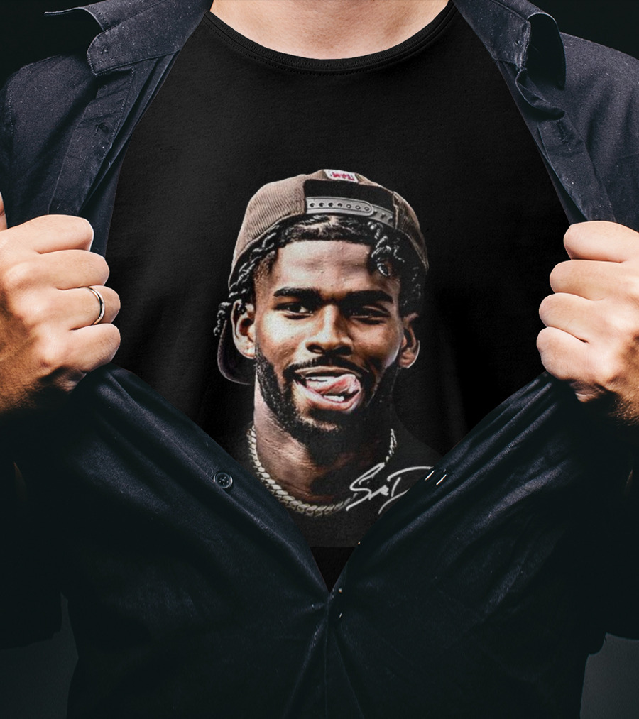 Shedeur Sanders Signature Auragang Football Cleveland Browns T-Shirt