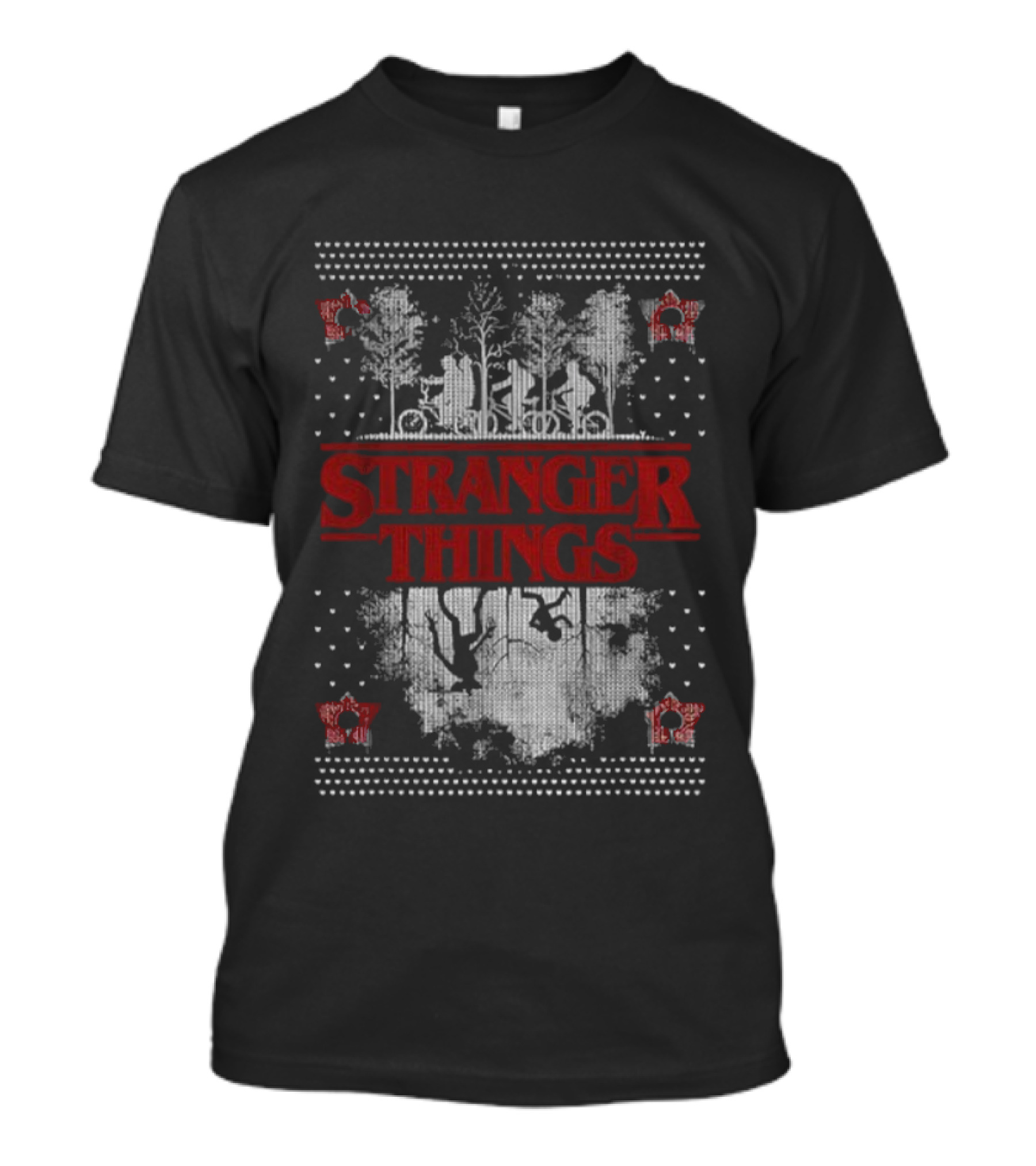 Stranger Things Merry Christmas Vintage Silhouettes And Trees T-Shirt