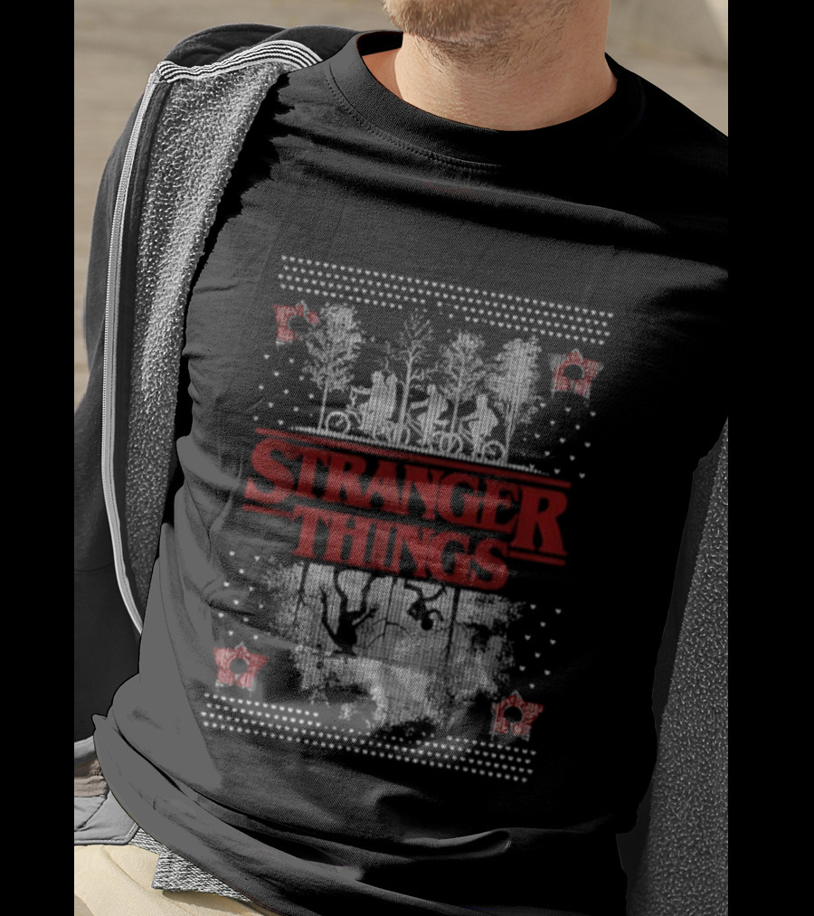 Stranger Things Merry Christmas Vintage Silhouettes And Trees T-Shirt