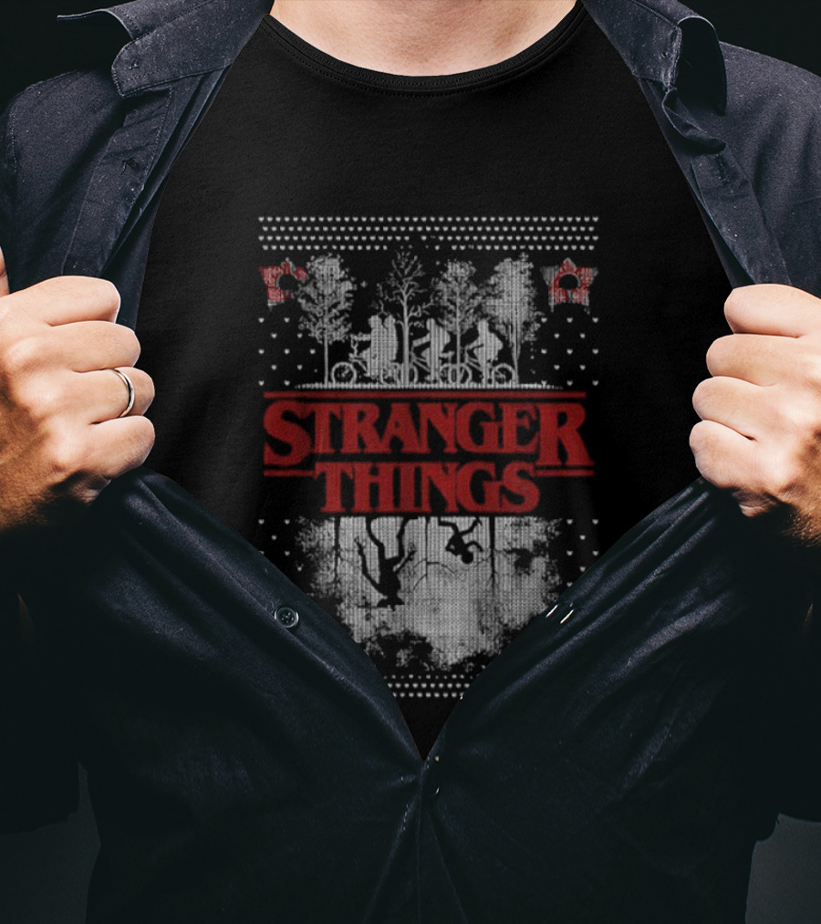 Stranger Things Merry Christmas Vintage Silhouettes And Trees T-Shirt