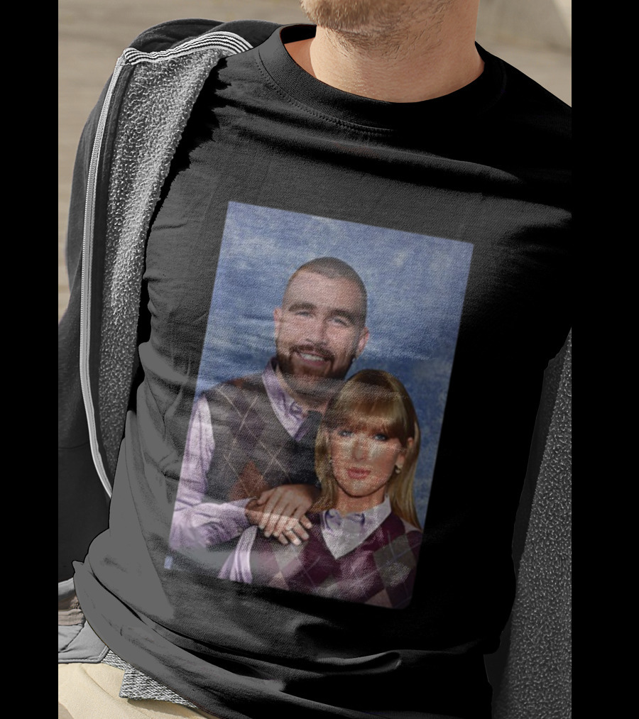 Taylor And Travis Kelce Step Brothers Kansas City Chiefs NFL 2025 Vintage Sweater Argyle Style T-Shirt